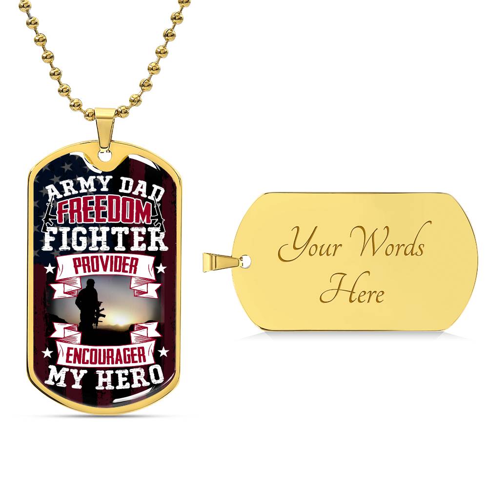 Army Dad Freedom Fighter Dog Tag Necklace