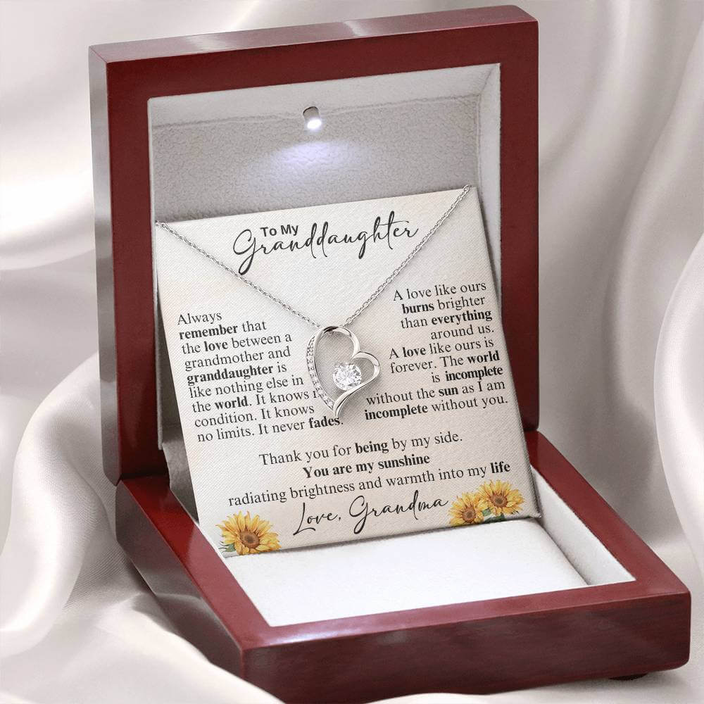 To My Granddaughter You Are My Sunshine Forever Love Necklace