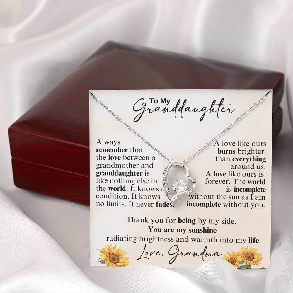 To My Granddaughter You Are My Sunshine Forever Love Necklace