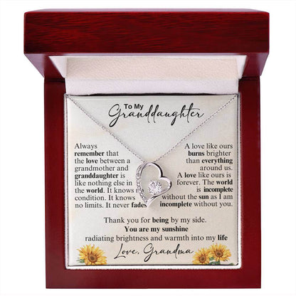 To My Granddaughter You Are My Sunshine Forever Love Necklace