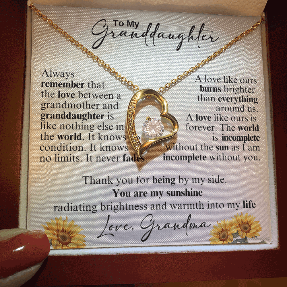 To My Granddaughter You Are My Sunshine Forever Love Necklace