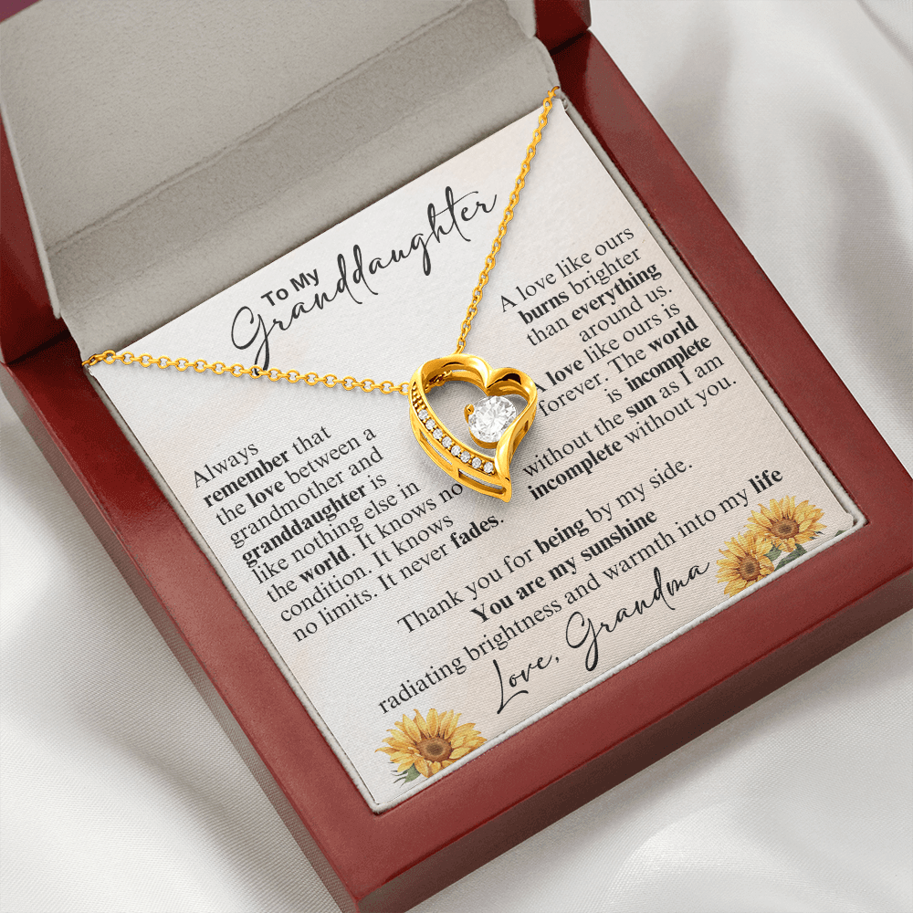 To My Granddaughter You Are My Sunshine Forever Love Necklace