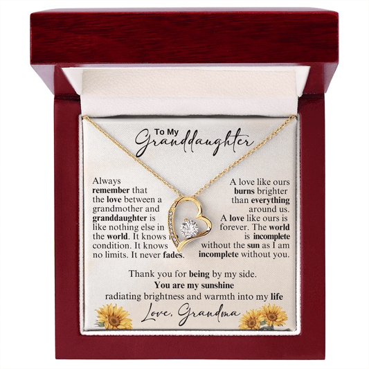 To My Granddaughter You Are My Sunshine Forever Love Necklace