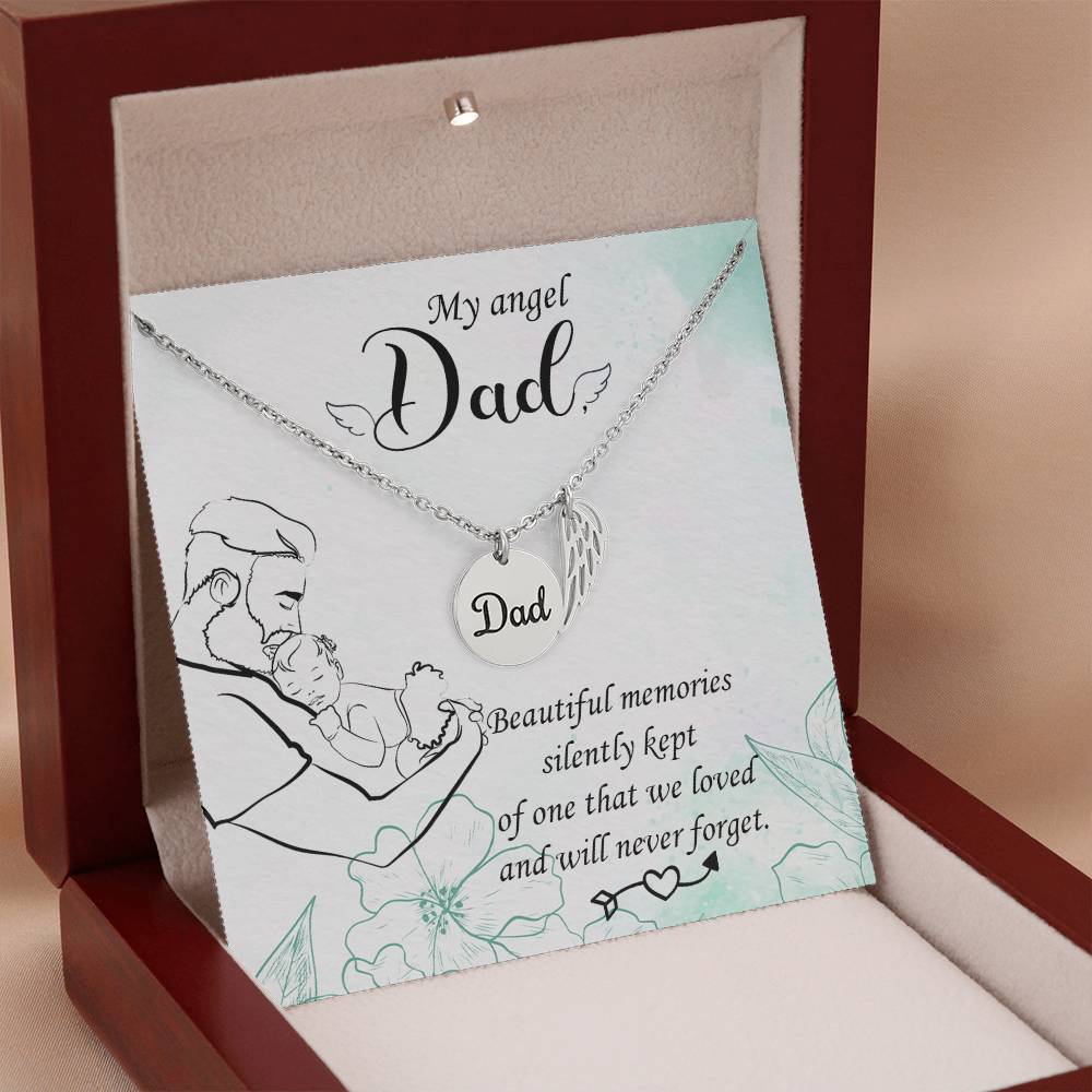 My Angel Dad Beautiful Memories Silently Kept Memorial Necklace