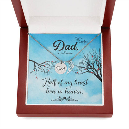 Dad Half My Heart Lives in Heaven Memorial Necklace