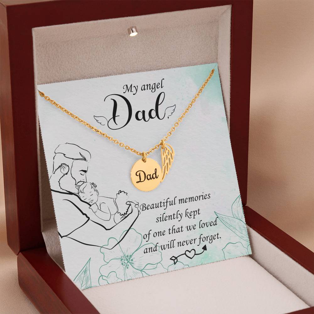 My Angel Dad Beautiful Memories Silently Kept Memorial Necklace