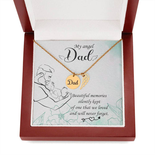 My Angel Dad Beautiful Memories Silently Kept Memorial Necklace