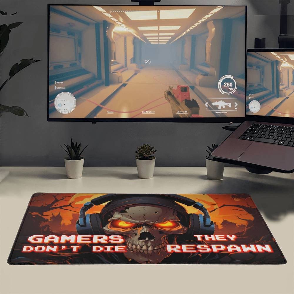 Gamers Don't Die They Respawn Gaming Mat