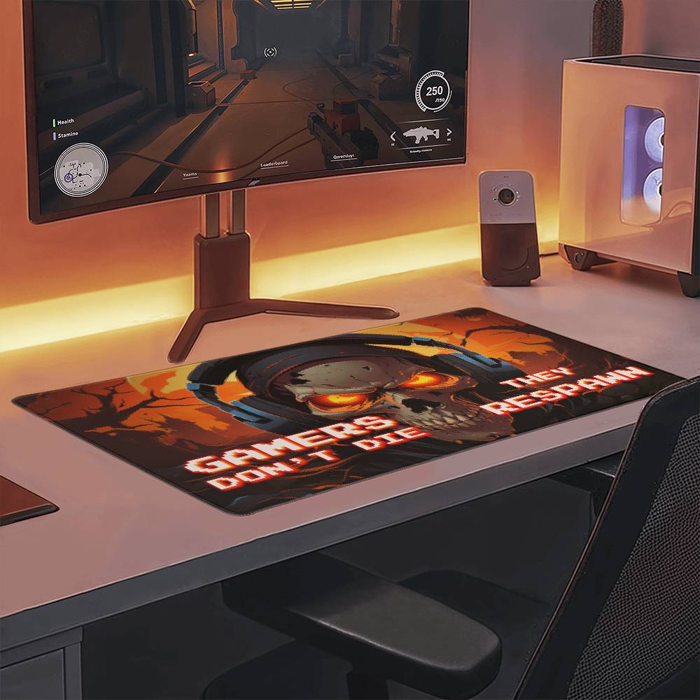 Gamers Don't Die They Respawn Gaming Mat