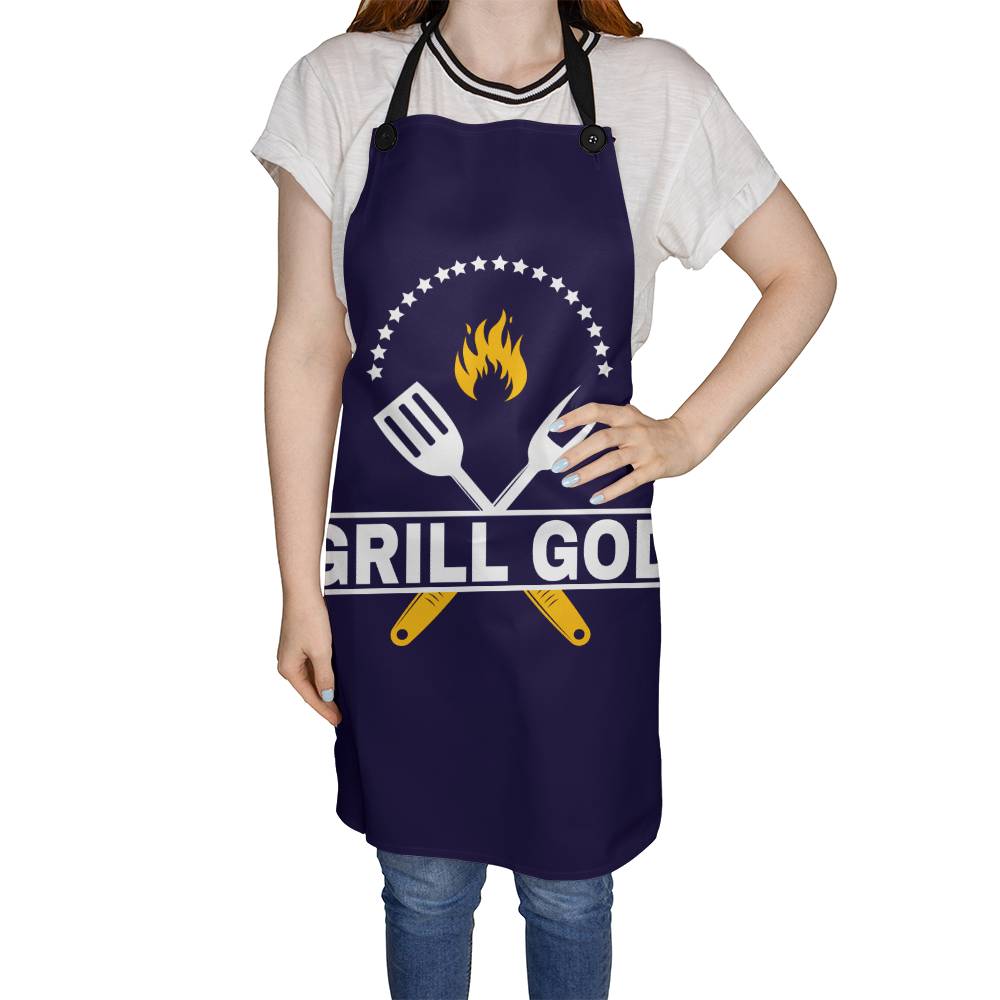 Grill God Apron For Kitchen Aficionado & Culinary Enthusiast