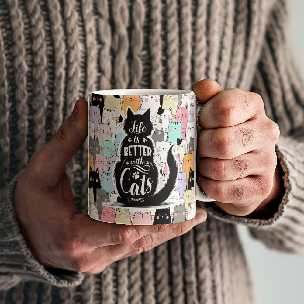 Life Is Better With Cats White Ceramic Mug