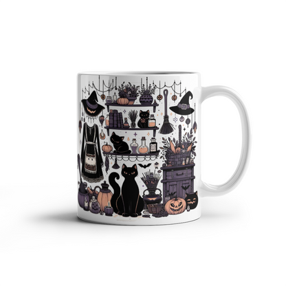 Halloween Country Witch White Mug – Spooky and Stylish!