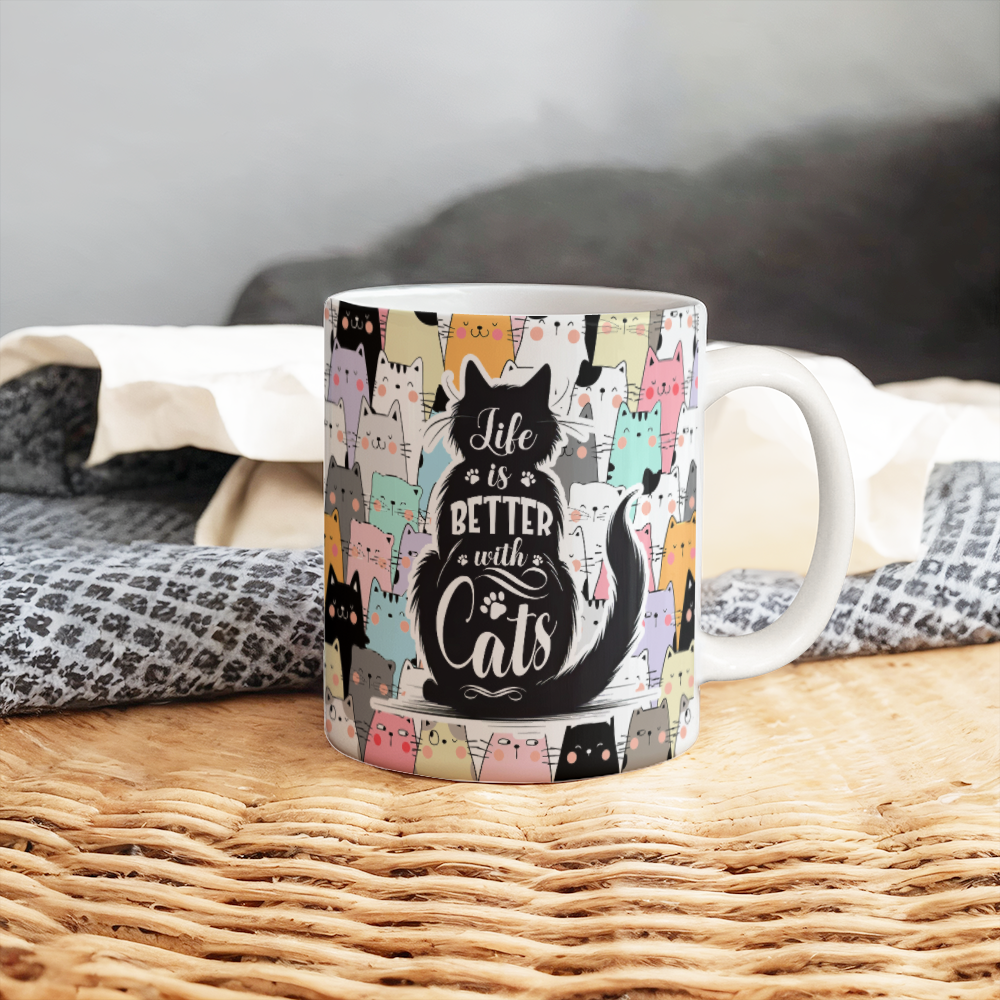 Life Is Better With Cats White Ceramic Mug