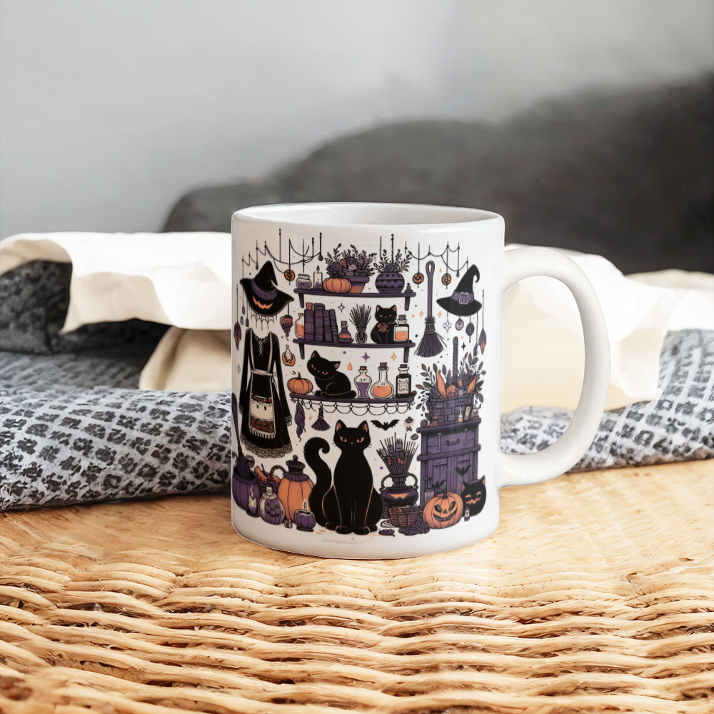 Halloween Country Witch White Mug – Spooky and Stylish!