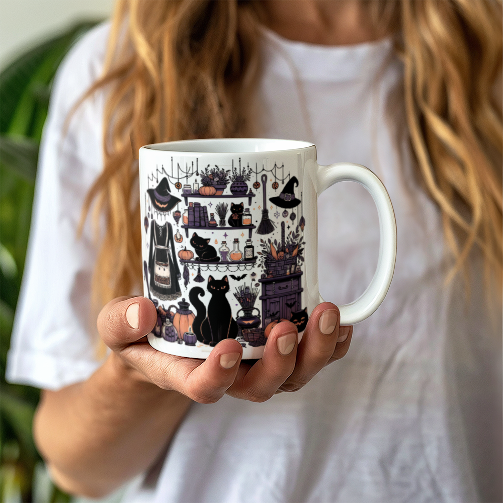 Halloween Country Witch White Mug – Spooky and Stylish!