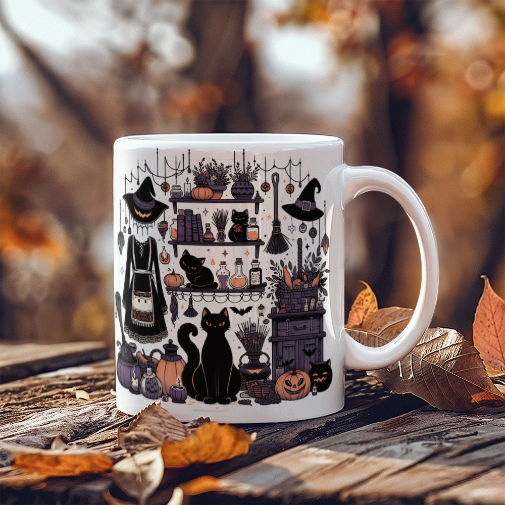 Halloween Country Witch White Mug – Spooky and Stylish!