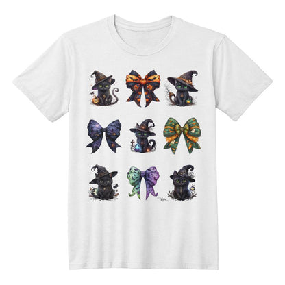 Halloween Black Cat Spooky Bows T-Shirt Set #2 – Unique & Adorable Witchy Cat Designs