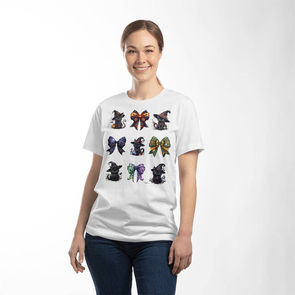 Halloween Black Cat Spooky Bows T-Shirt Set #2 – Unique & Adorable Witchy Cat Designs