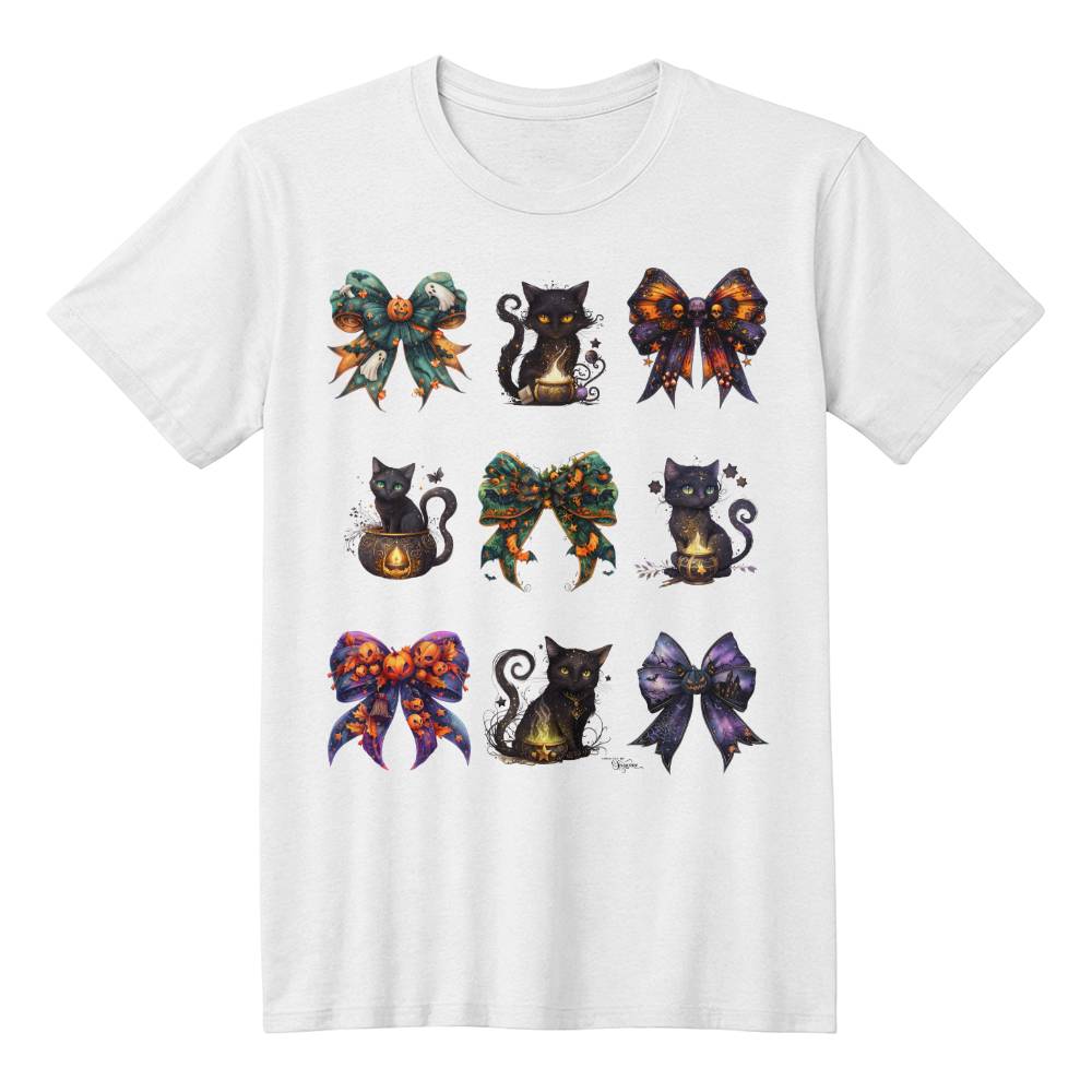 Exclusive Halloween Black Cats and Spooky Bows Set #4 TShirt