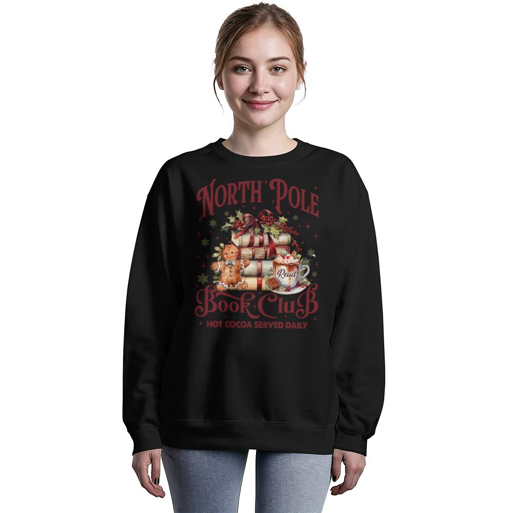 North Pole Book Club Sweatshirt – Cozy Reads & Hot Cocoa