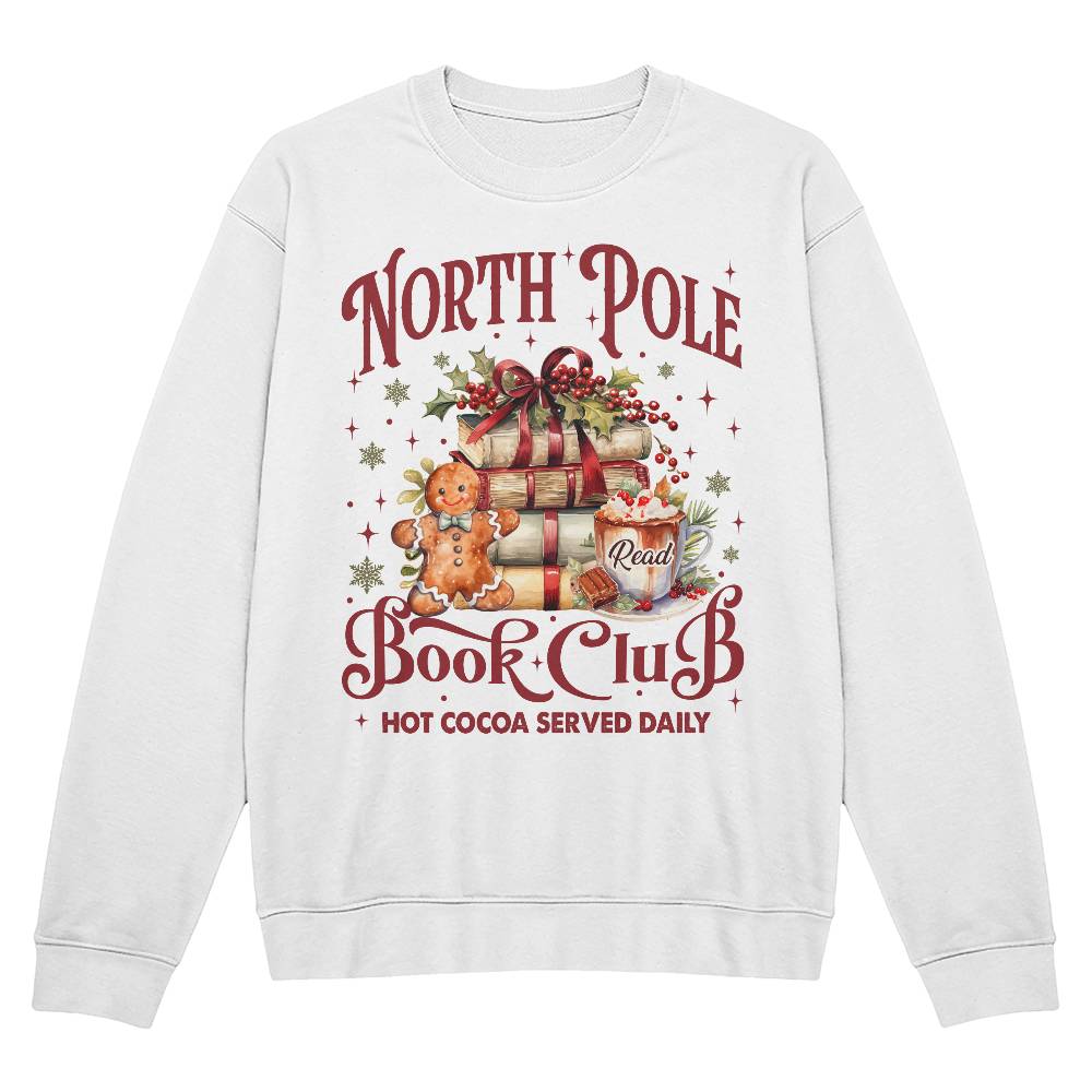 North Pole Book Club Sweatshirt – Cozy Reads & Hot Cocoa