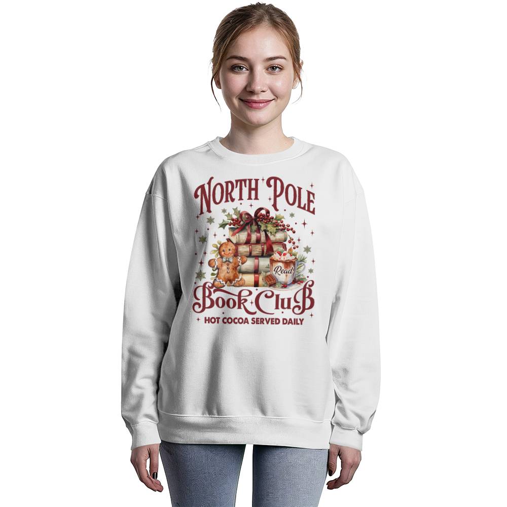 North Pole Book Club Sweatshirt – Cozy Reads & Hot Cocoa