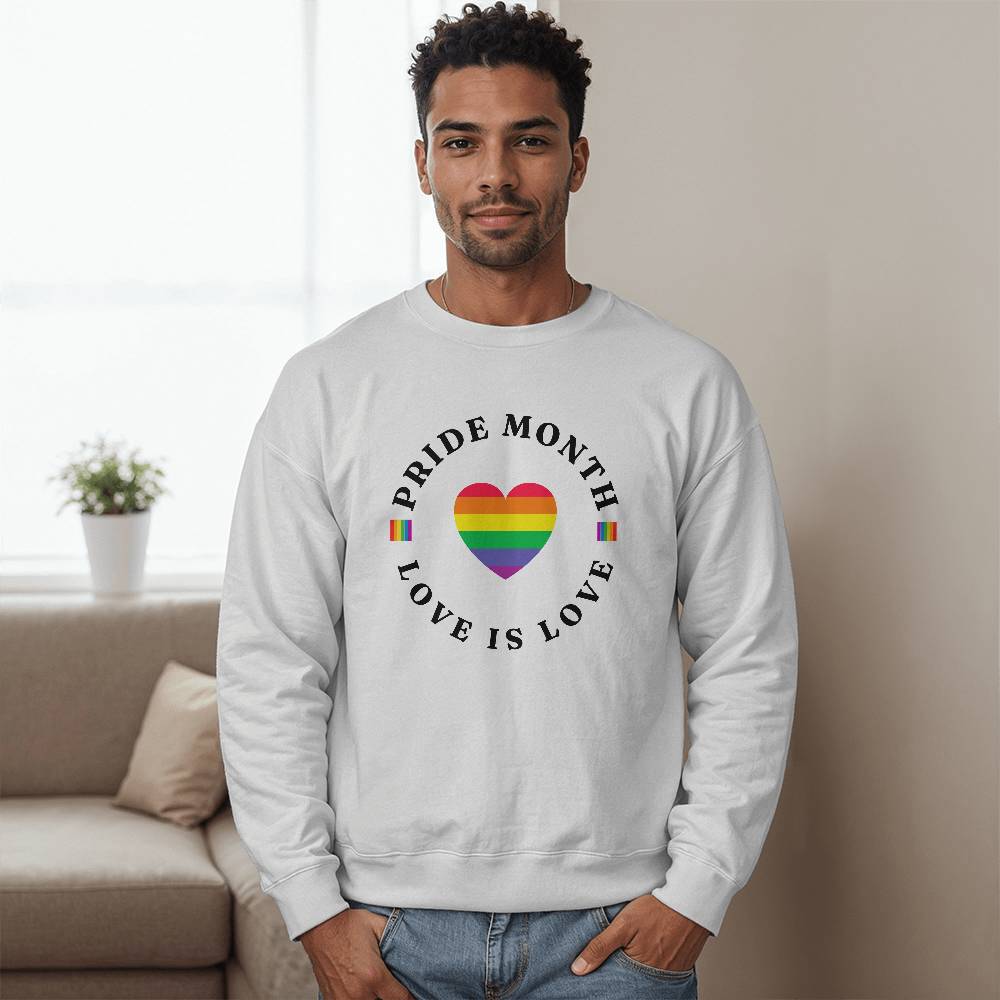 Pride Month Love Is Love Unisex Crewneck Sweatshirt Front Print