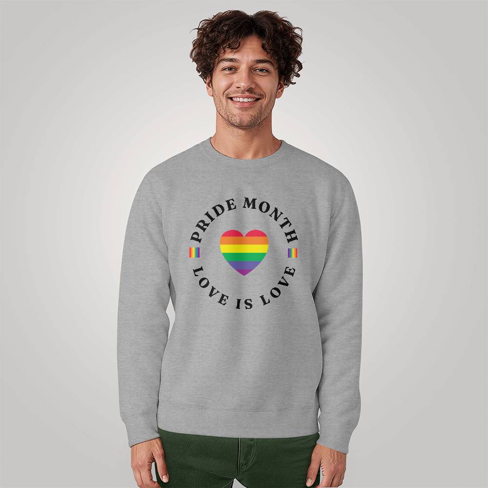 Pride Month Love Is Love Unisex Crewneck Sweatshirt Front Print