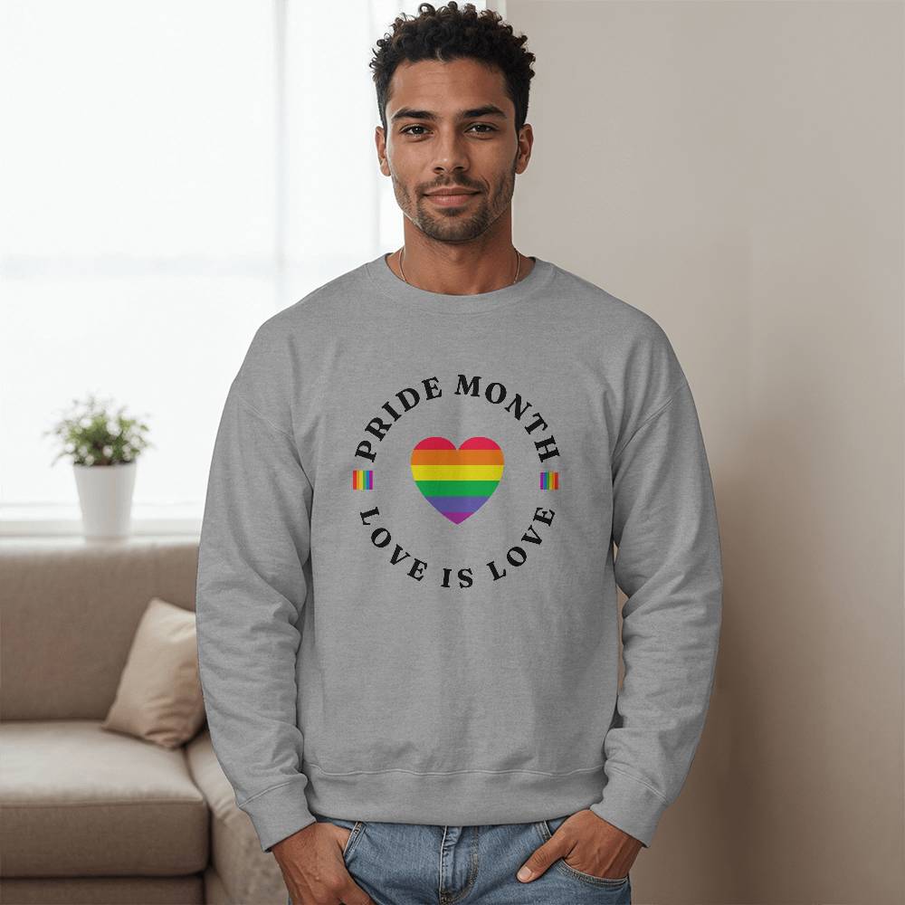 Pride Month Love Is Love Unisex Crewneck Sweatshirt Front Print