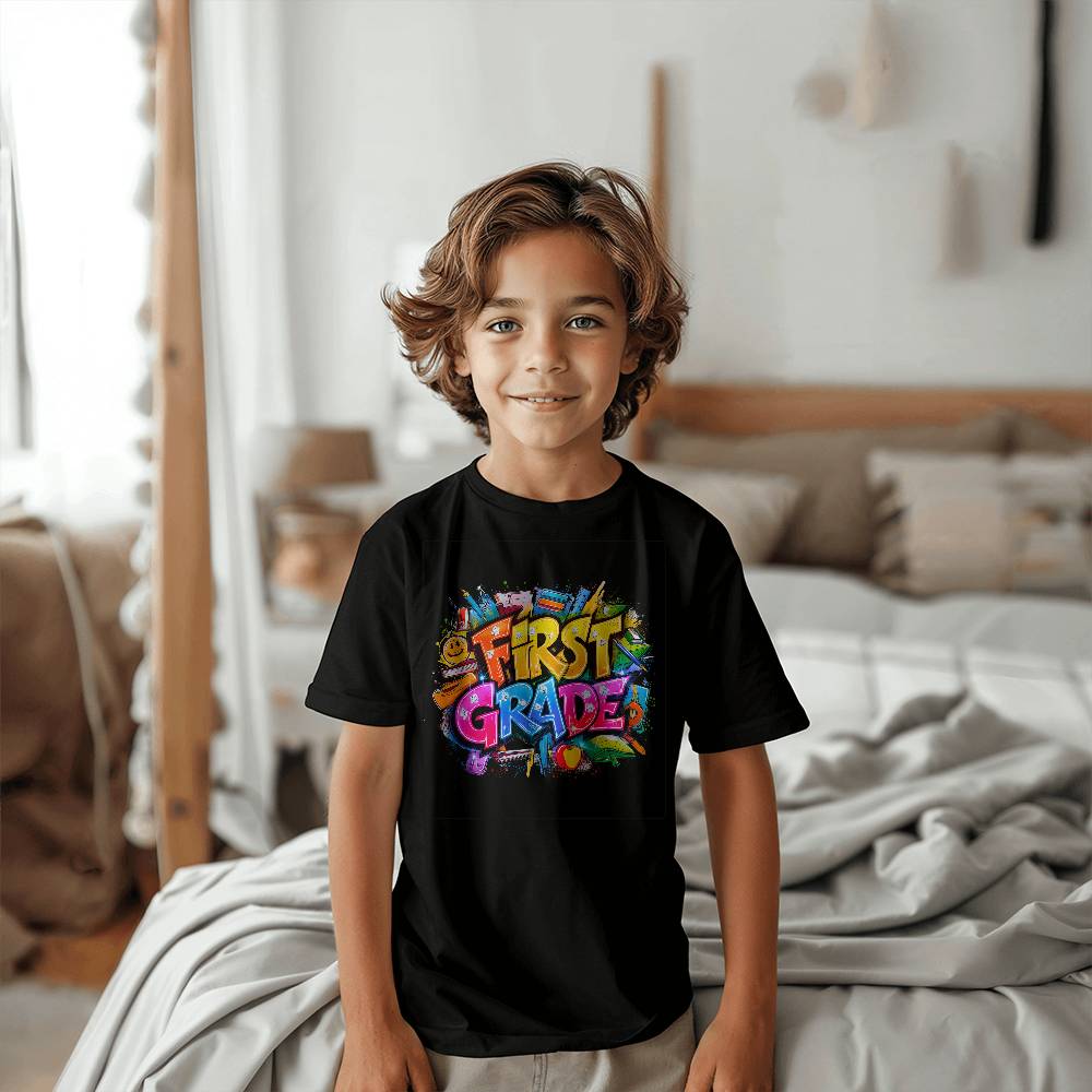 Back To School Retro First Grade Unisex Youth T-Shirt With Front Print