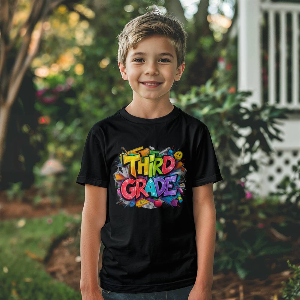 Back To School Retro Third Grade Unisex Youth T-Shirt With Front Print