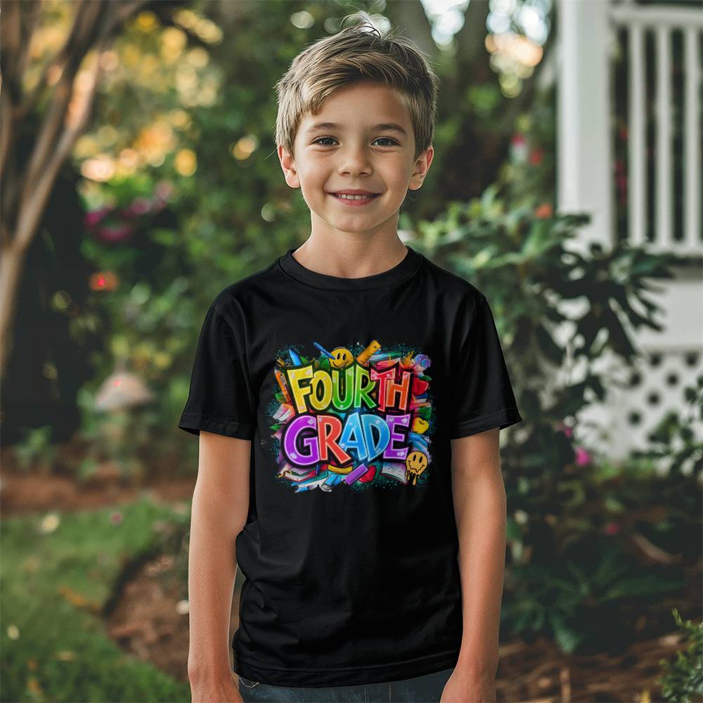 Back To School Retro Fourth Grade Unisex Youth T-Shirt With Front Print