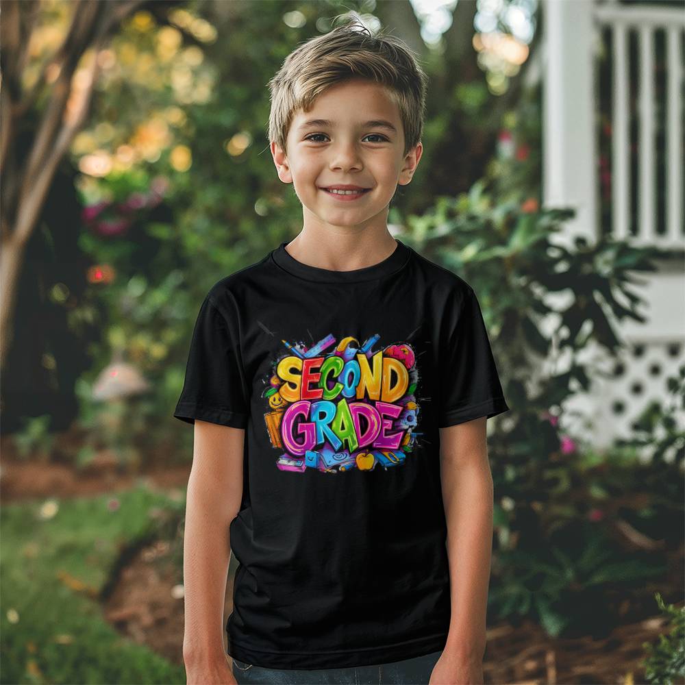 Back To School Retro Second Grade Unisex Youth T-Shirt With Front Print