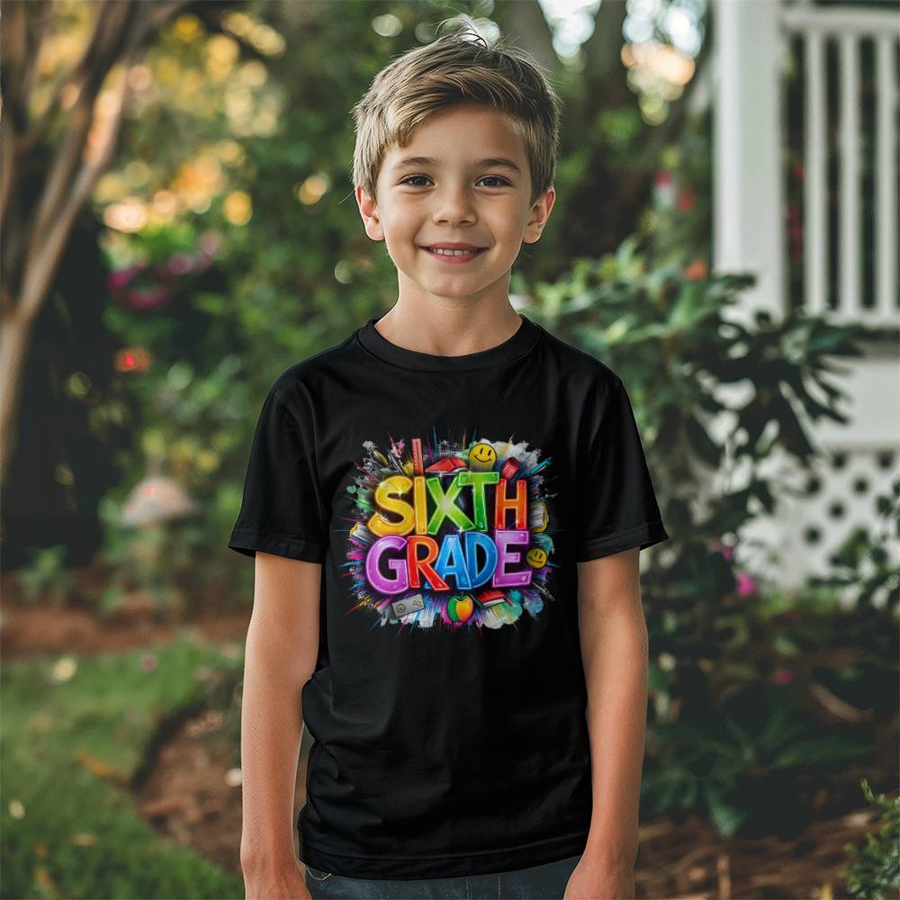 Back To School Retro Sixth Grade Unisex Youth T-Shirt With Front Print