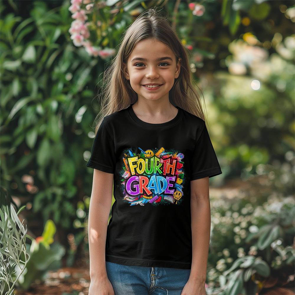 Back To School Retro Fourth Grade Unisex Youth T-Shirt With Front Print