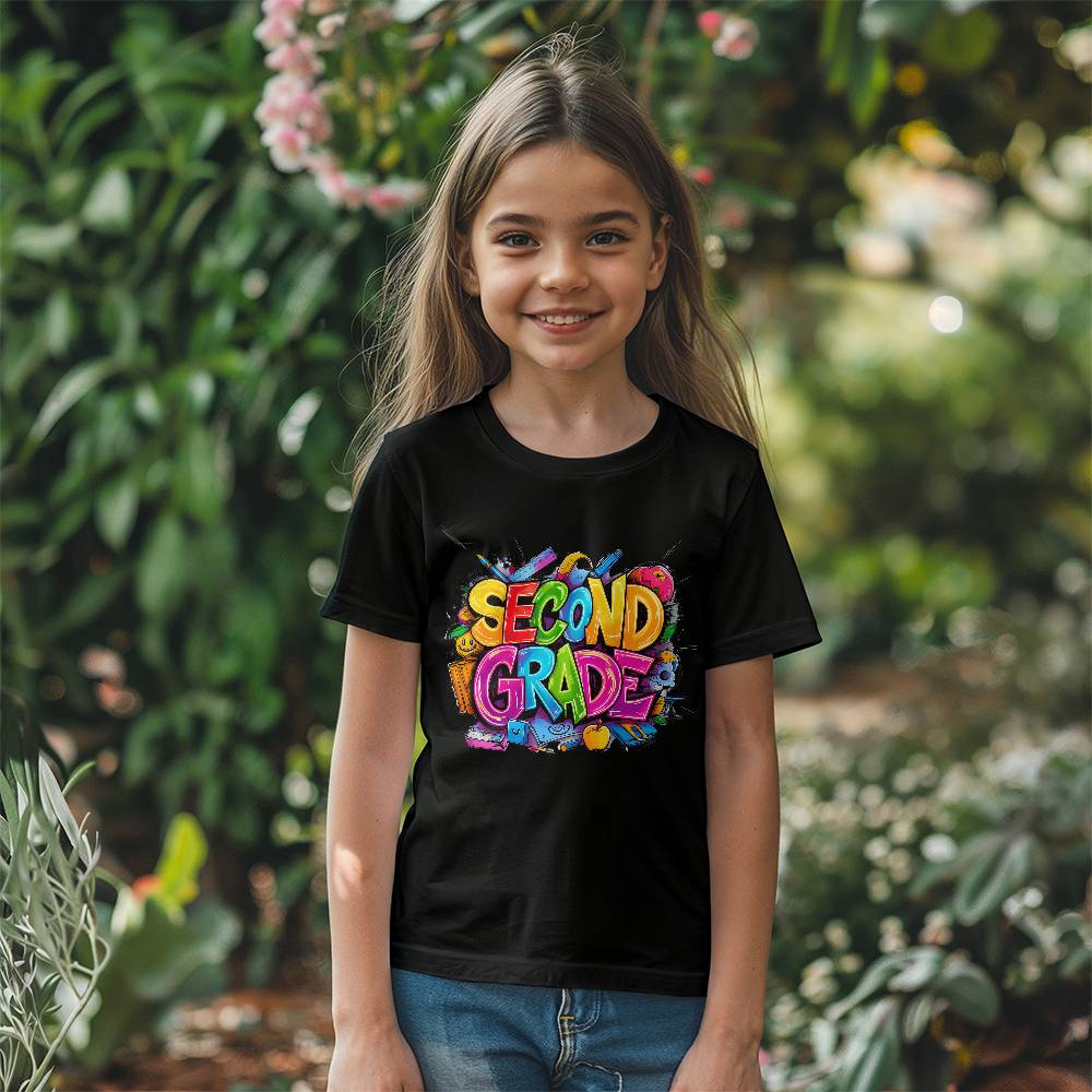 Back To School Retro Second Grade Unisex Youth T-Shirt With Front Print