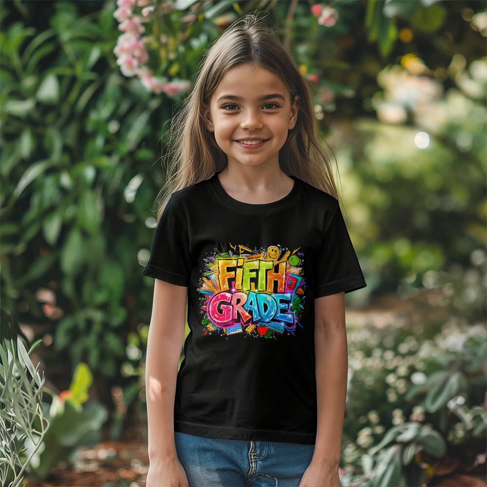 Back To School Retro Fifth Grade Unisex Youth T-Shirt With Front Print