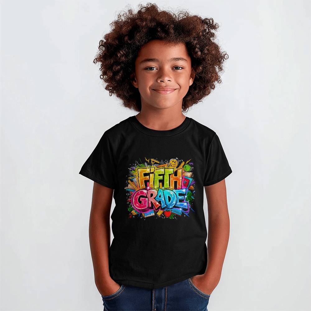 Back To School Retro Fifth Grade Unisex Youth T-Shirt With Front Print