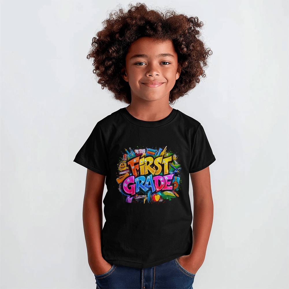 Back To School Retro First Grade Unisex Youth T-Shirt With Front Print