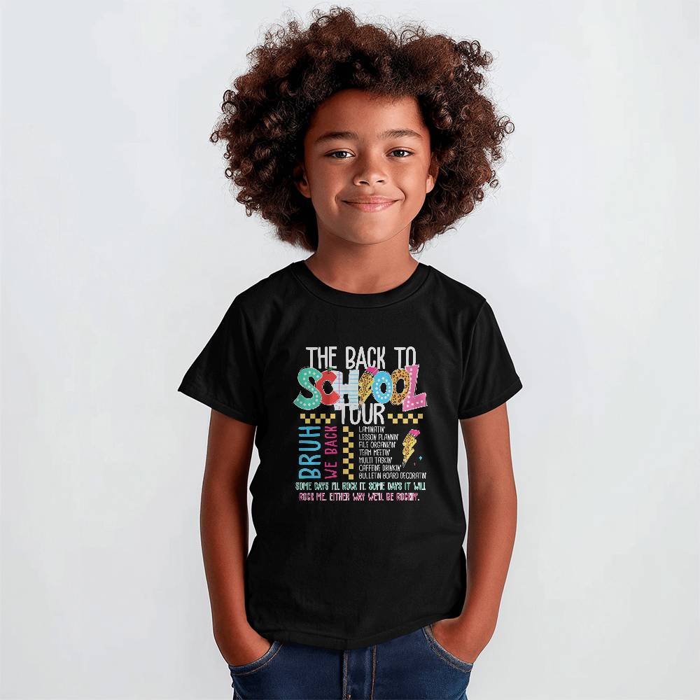 The Back To School Tour (White Lettering) Unisex Youth T-Shirt With Front Print