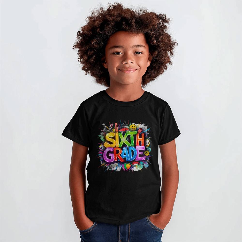 Back To School Retro Sixth Grade Unisex Youth T-Shirt With Front Print