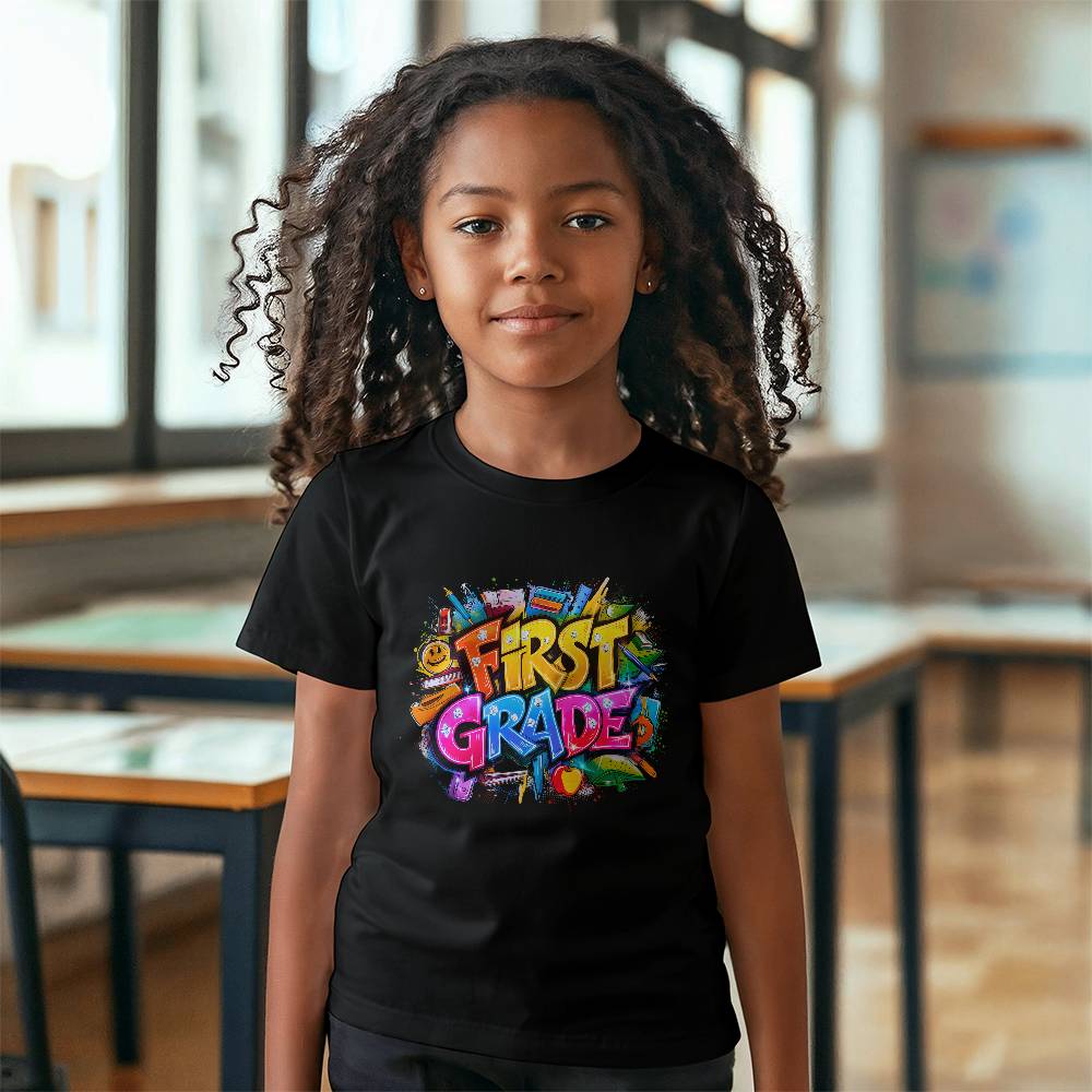 Back To School Retro First Grade Unisex Youth T-Shirt With Front Print