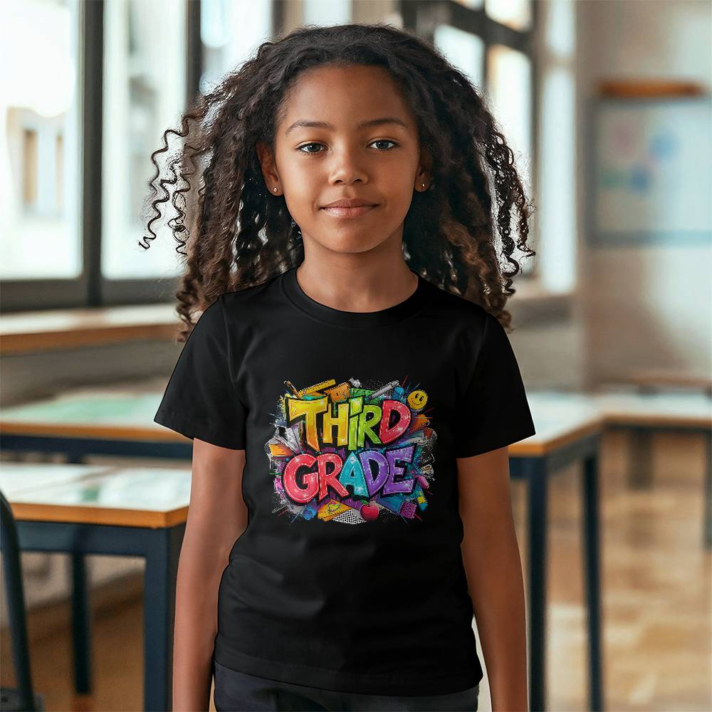 Back To School Retro Third Grade Unisex Youth T-Shirt With Front Print