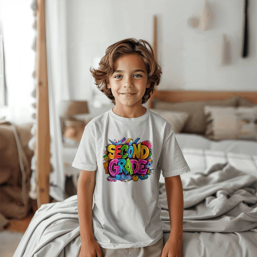 Back To School Retro Second Grade Unisex Youth T-Shirt With Front Print