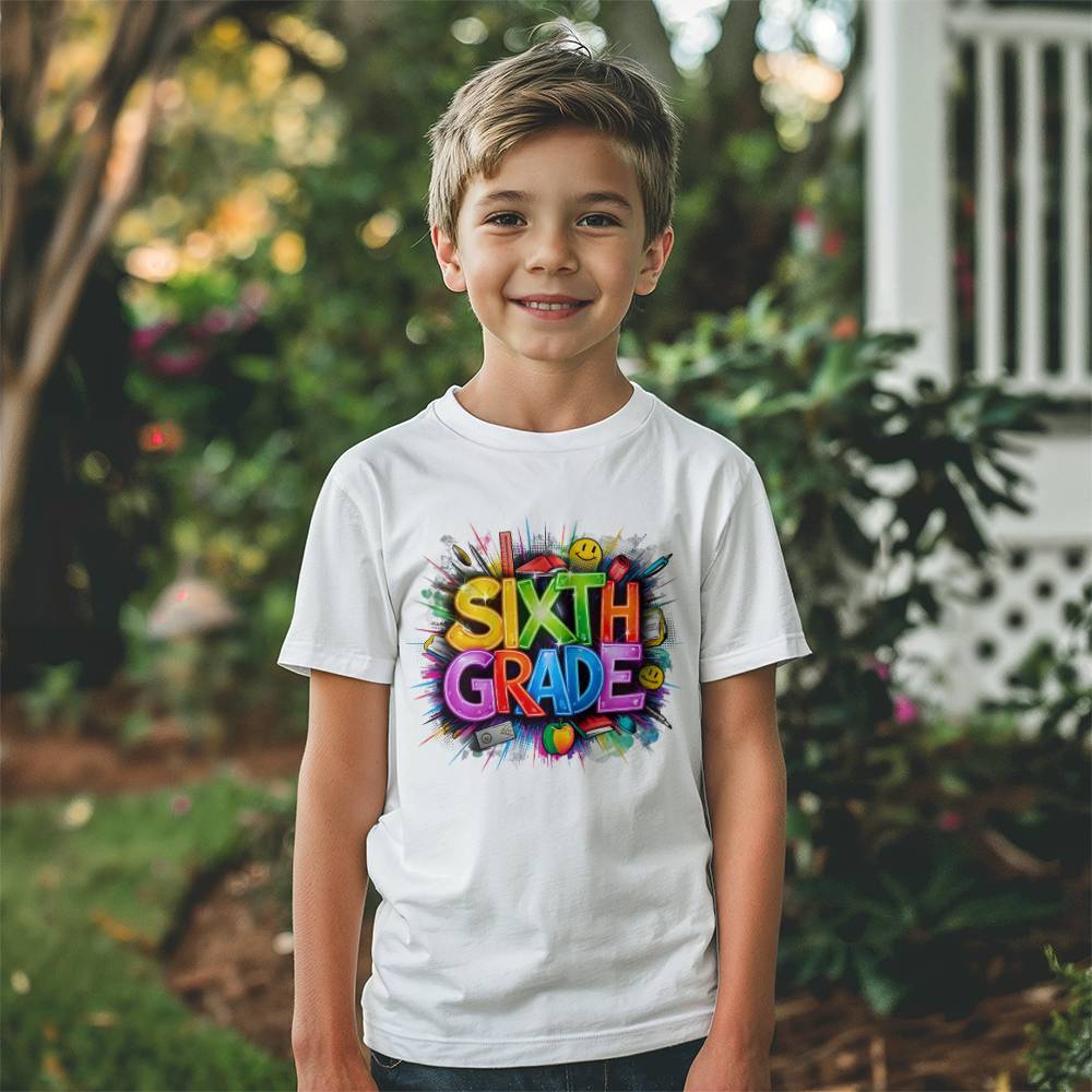 Back To School Retro Sixth Grade Unisex Youth T-Shirt With Front Print