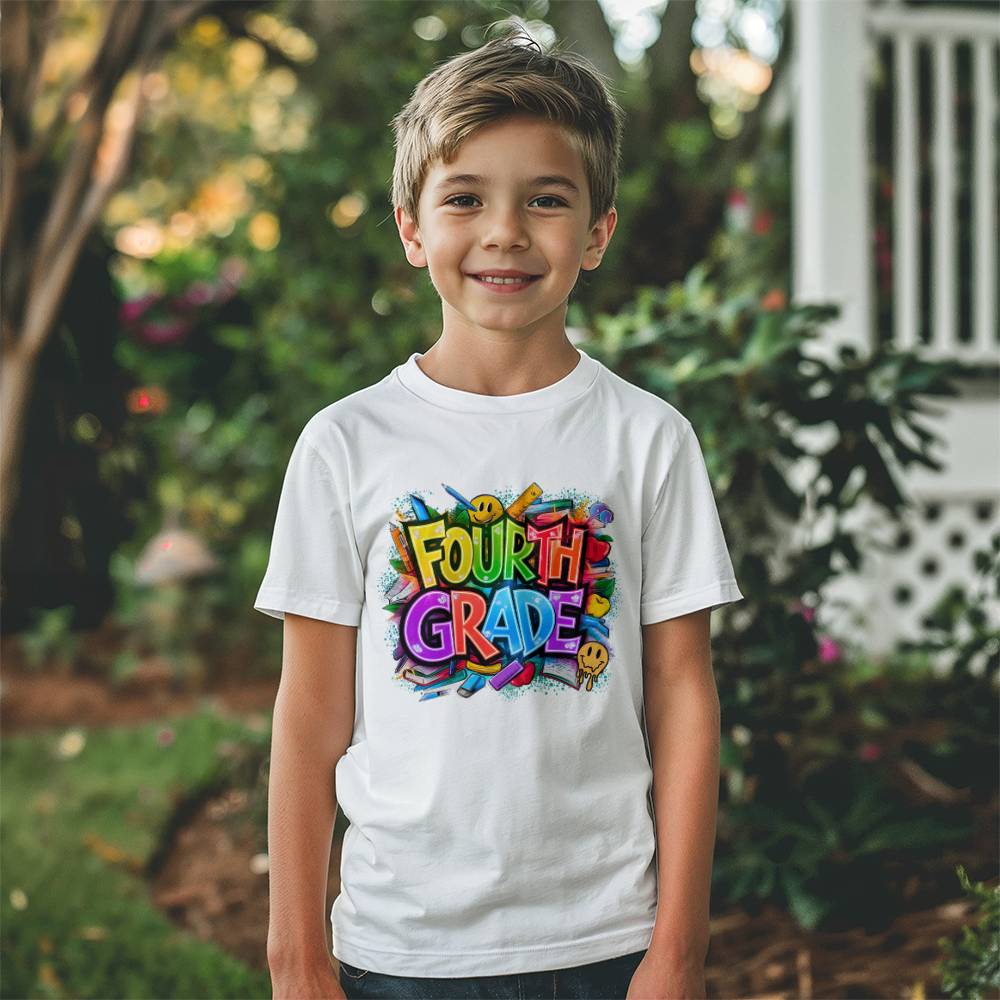 Back To School Retro Fourth Grade Unisex Youth T-Shirt With Front Print