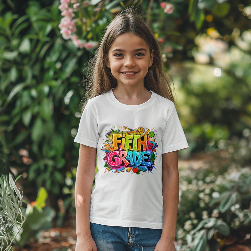 Back To School Retro Fifth Grade Unisex Youth T-Shirt With Front Print