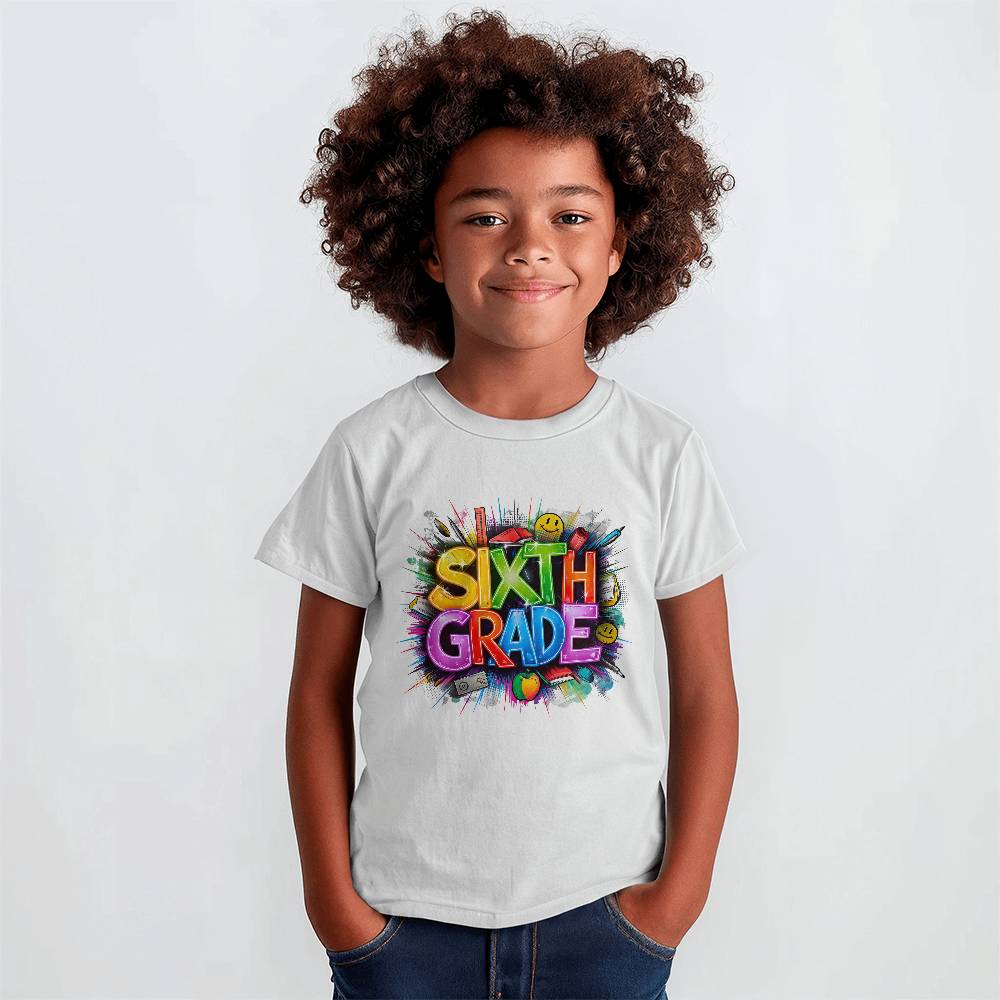 Back To School Retro Sixth Grade Unisex Youth T-Shirt With Front Print