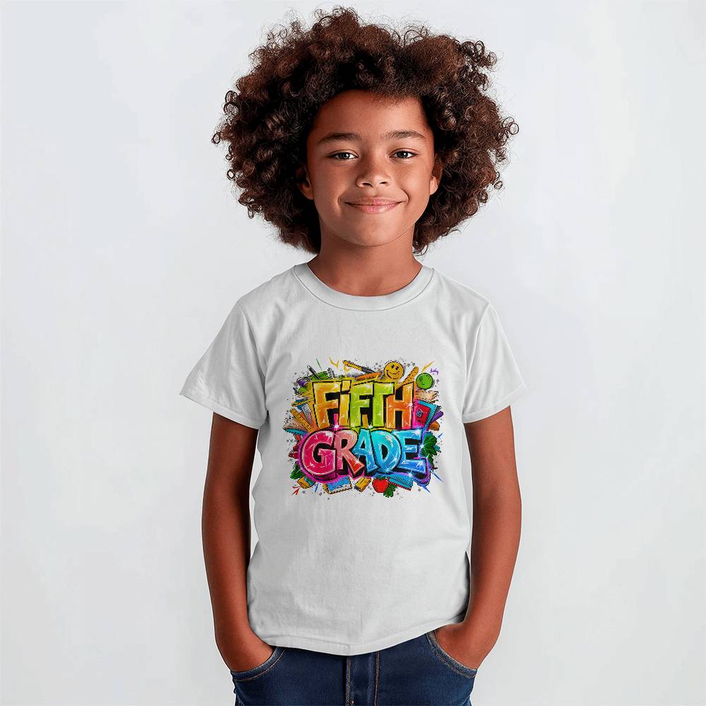 Back To School Retro Fifth Grade Unisex Youth T-Shirt With Front Print