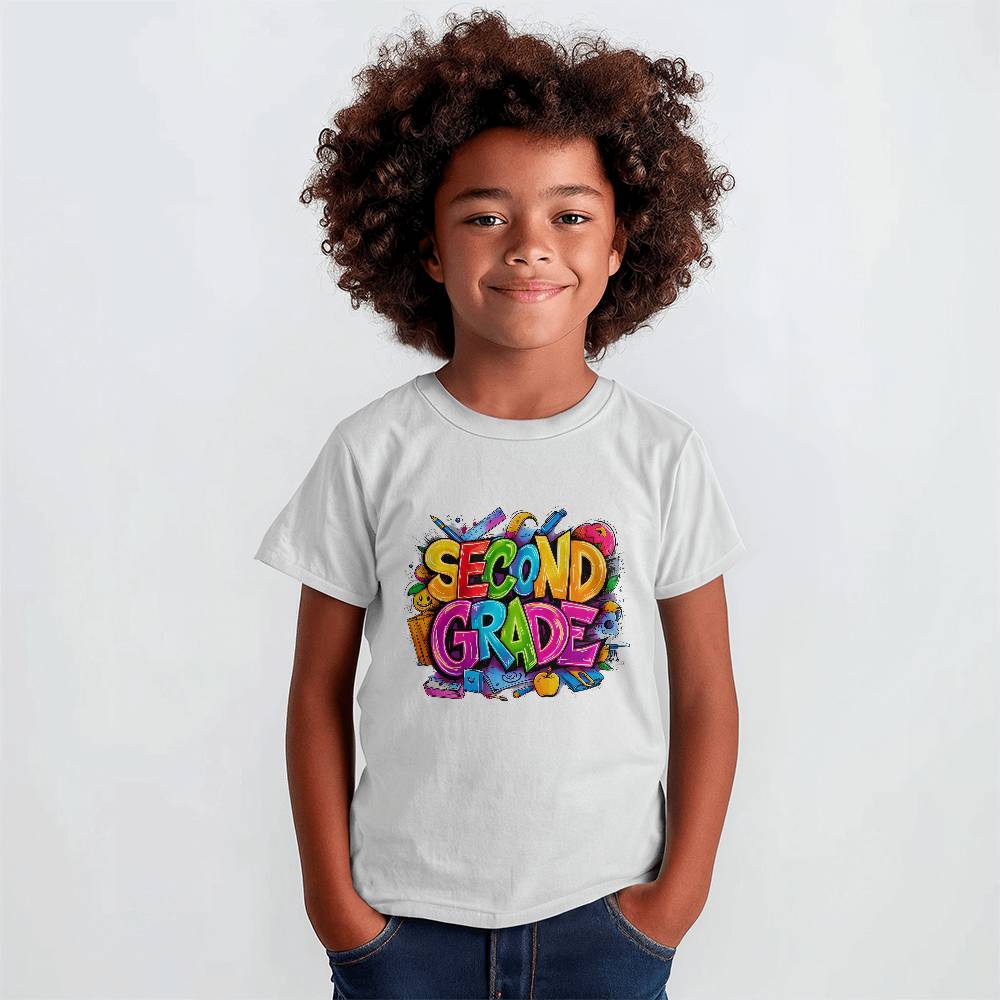 Back To School Retro Second Grade Unisex Youth T-Shirt With Front Print